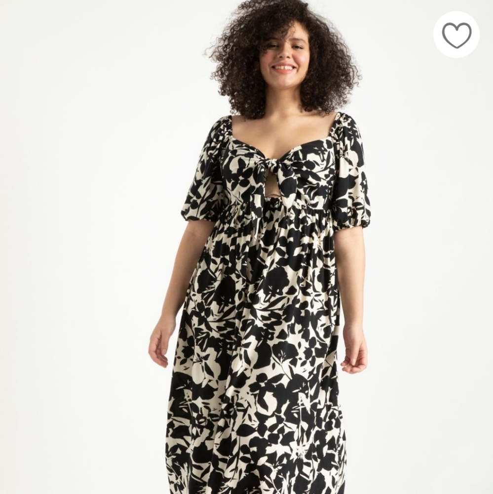 Tie Front Full Skirted Maxi Dress